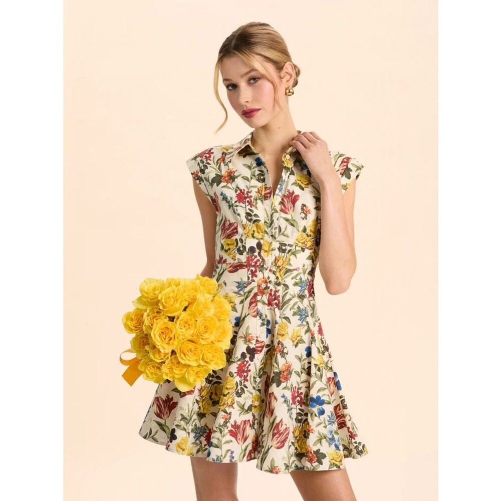 NEW Alice+Olivia KIM PANELED CORSET FLARED MINI SHIRT DRESS